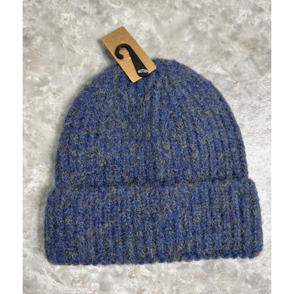 Cadeau de Ciel Acrylic Knit Beanie Cap in Gray & Blue